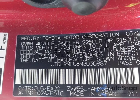 2021 Toyota Prius Xle Awd-E from USA, damaged, VIN JTDL9MFU8M3030887